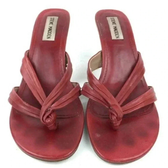 Steve Madden Heels Size 6.5 Kisses Red Leather - Picture 2 of 8